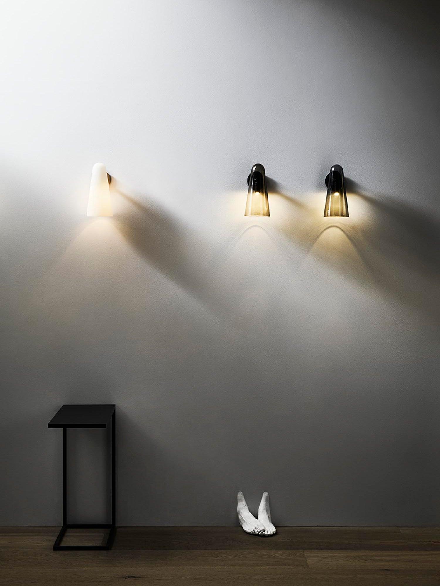 Conical Glass Wall Lamp | Iron, Metal & Glass | Gold, Nickel, Black Finishes