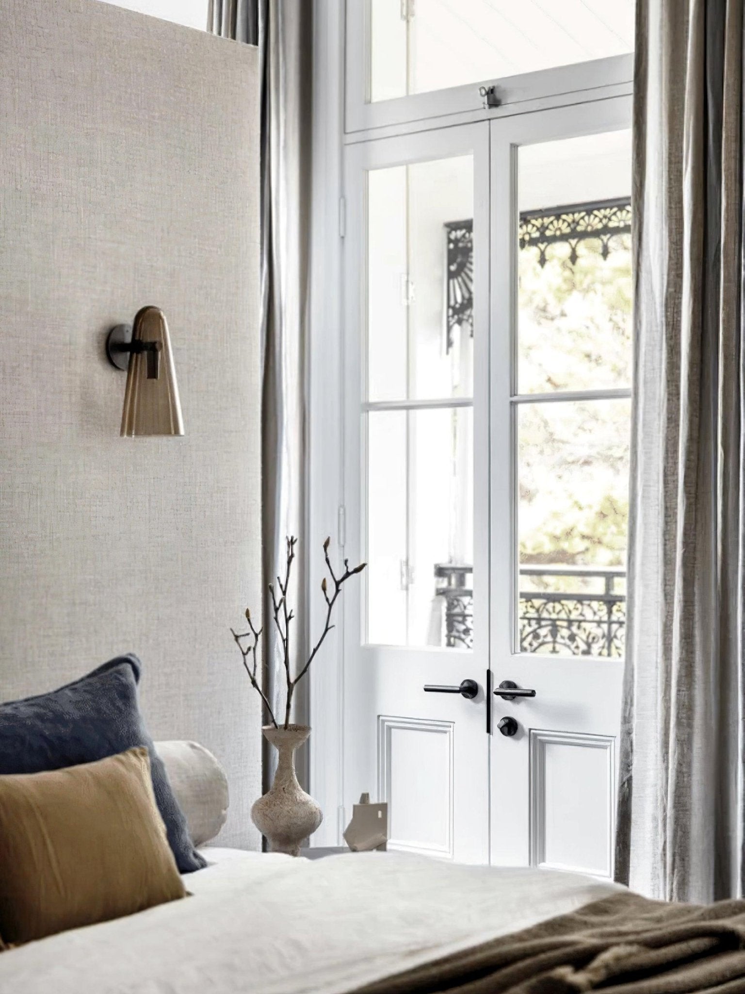 Conical Glass Wall Lamp | Iron, Metal & Glass | Gold, Nickel, Black Finishes