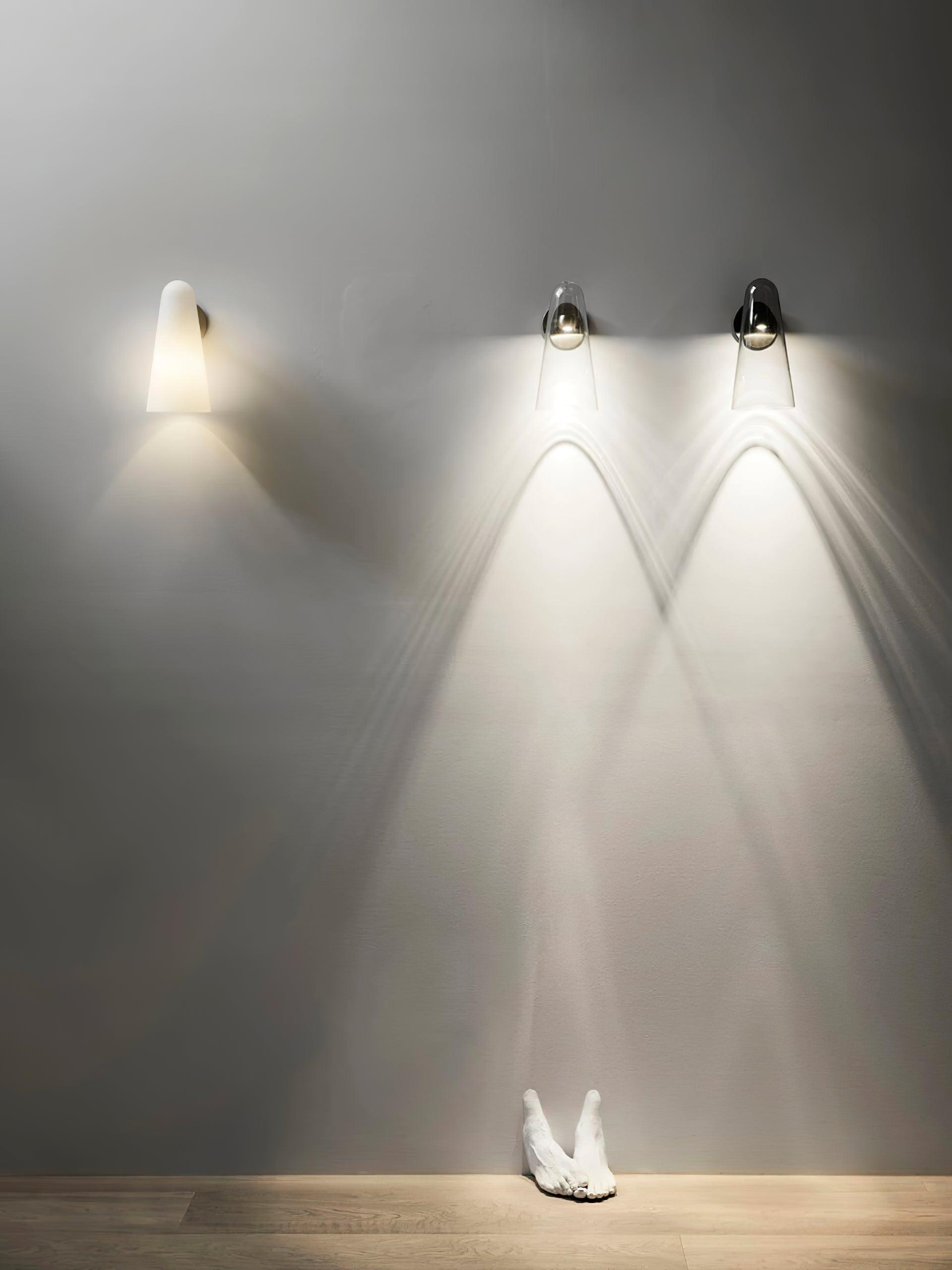 Conical Glass Wall Lamp | Iron, Metal & Glass | Gold, Nickel, Black Finishes