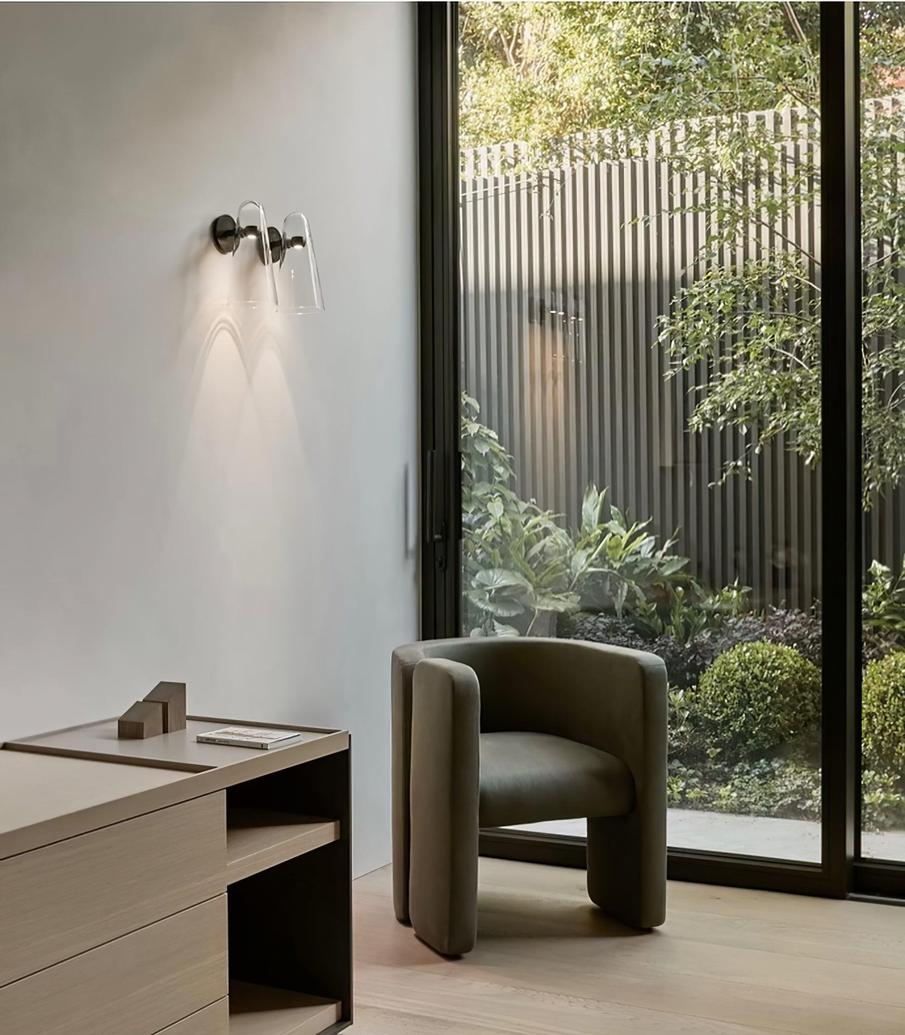 Conical Glass Wall Lamp | Iron, Metal & Glass | Gold, Nickel, Black Finishes