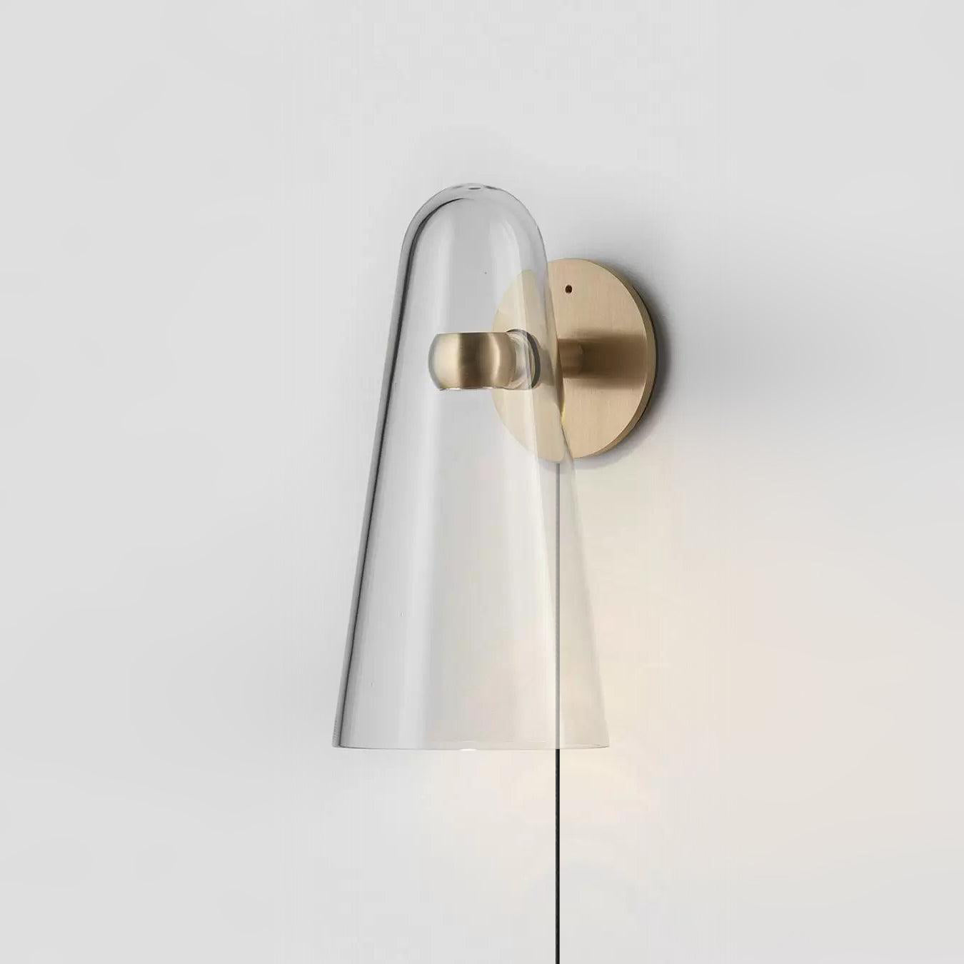 Conical Glass Wall Lamp | Iron, Metal & Glass | Gold, Nickel, Black Finishes