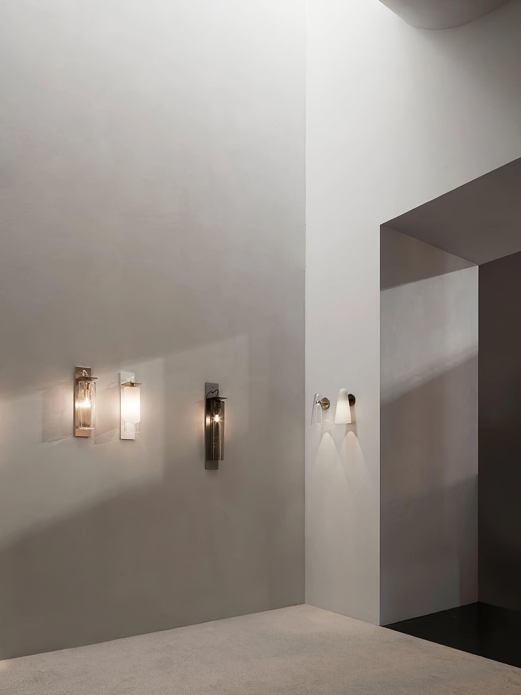 Conical Glass Wall Lamp | Iron, Metal & Glass | Gold, Nickel, Black Finishes