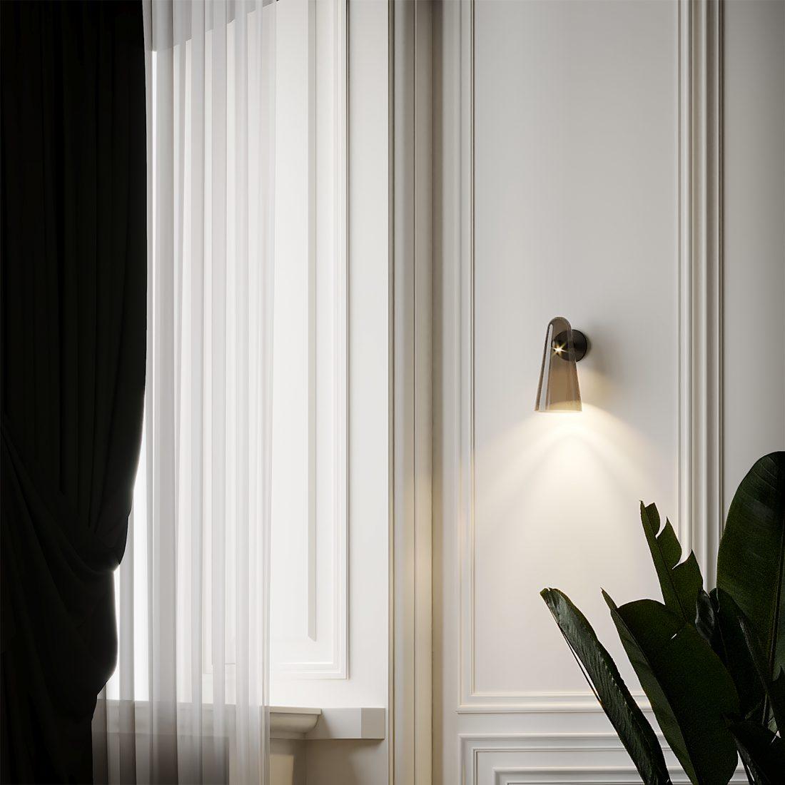 Conical Glass Wall Lamp | Iron, Metal & Glass | Gold, Nickel, Black Finishes