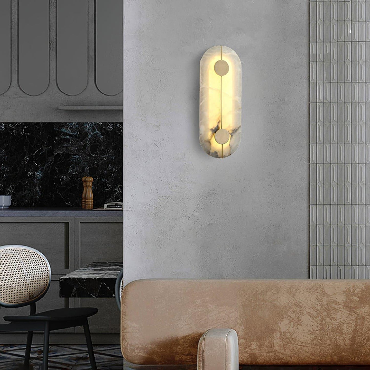 Artistic Wall Lamp | Alabaster & Brass | Set of 2