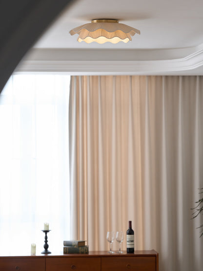Arwen Fabric Wave Ceiling Lamp | Brass & Fabric | Beige