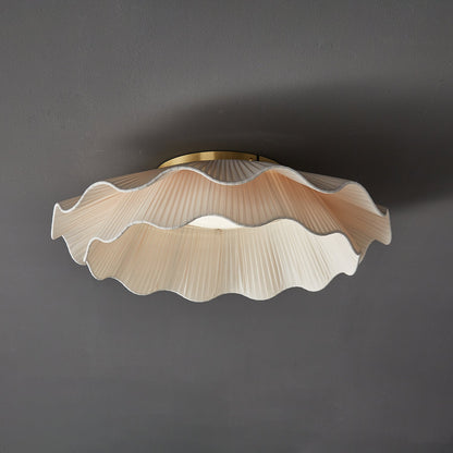 Arwen Fabric Wave Ceiling Lamp | Brass & Fabric | Beige