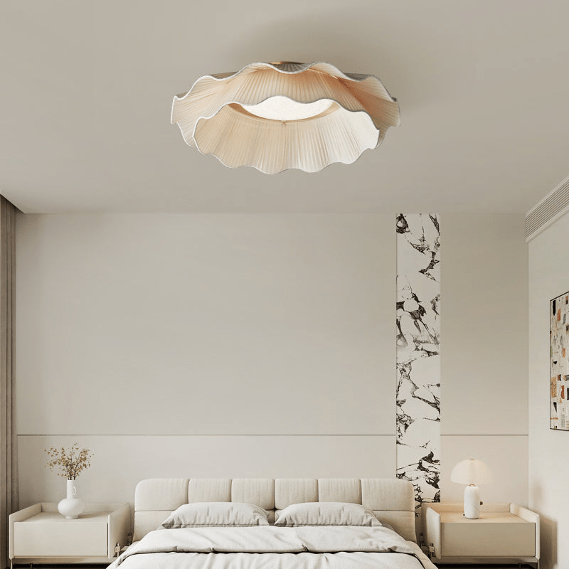 Arwen Fabric Wave Ceiling Lamp | Brass & Fabric | Beige