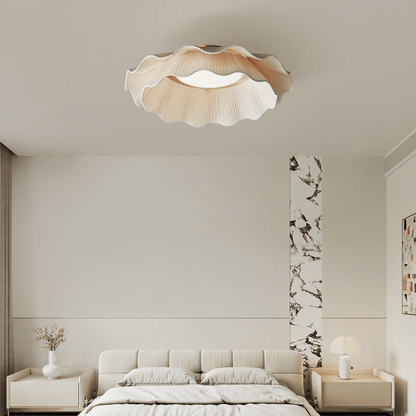Arwen Fabric Wave Ceiling Lamp | Brass & Fabric | Beige