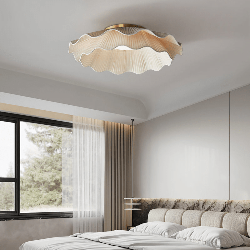 Arwen Fabric Wave Ceiling Lamp | Brass & Fabric | Beige