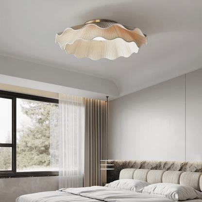 Arwen Fabric Wave Ceiling Lamp | Brass & Fabric | Beige