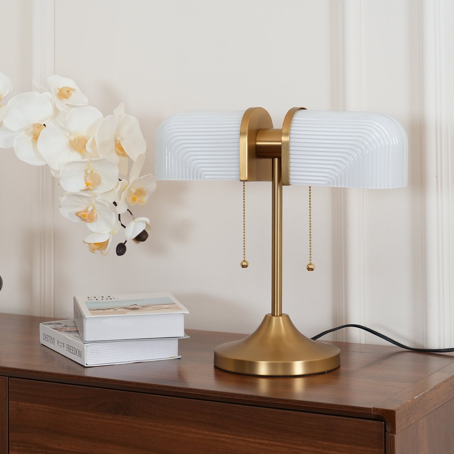Ashby Table Lamp | Metal & Glass | Gold with Green Shade