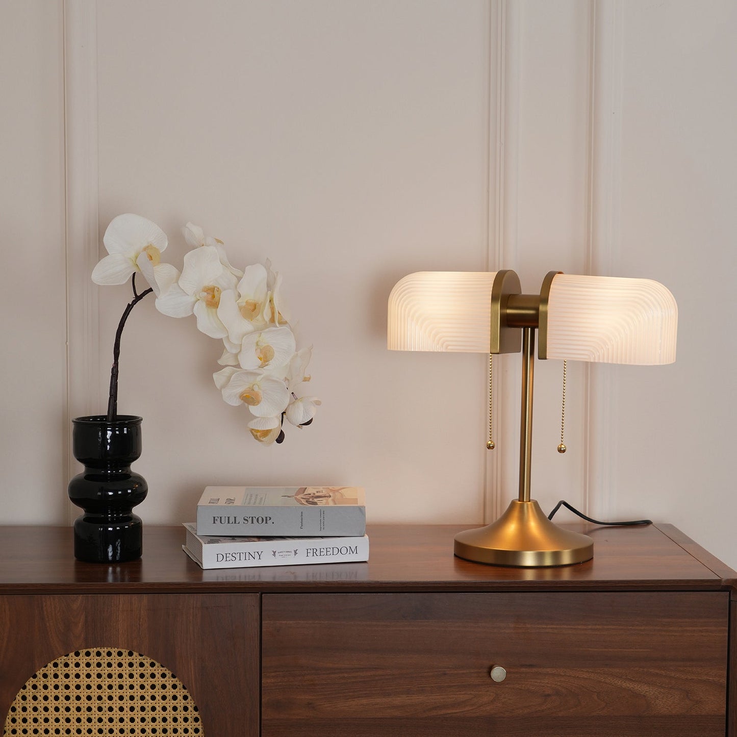 Ashby Table Lamp | Metal & Glass | Gold with Green Shade