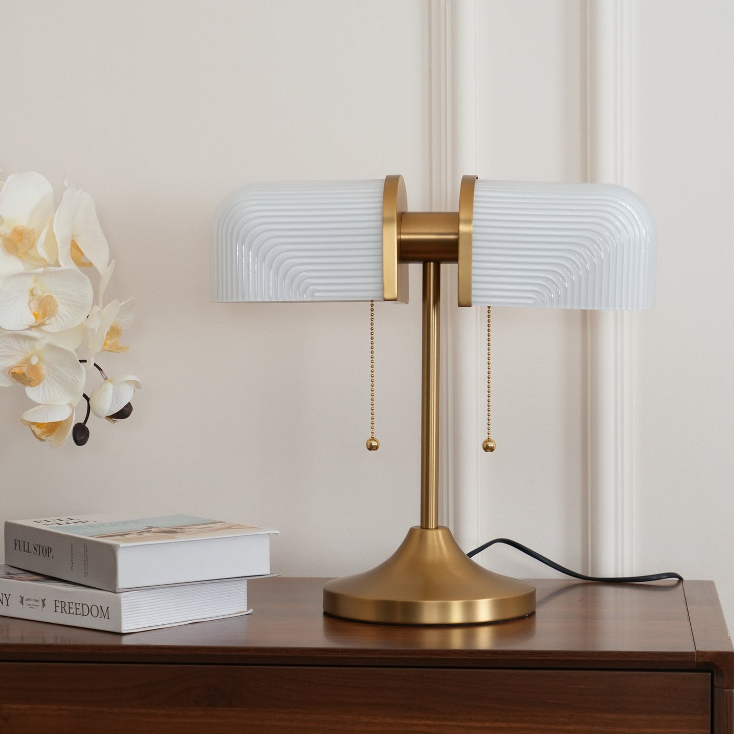 Ashby Table Lamp | Metal & Glass | Gold with Green Shade