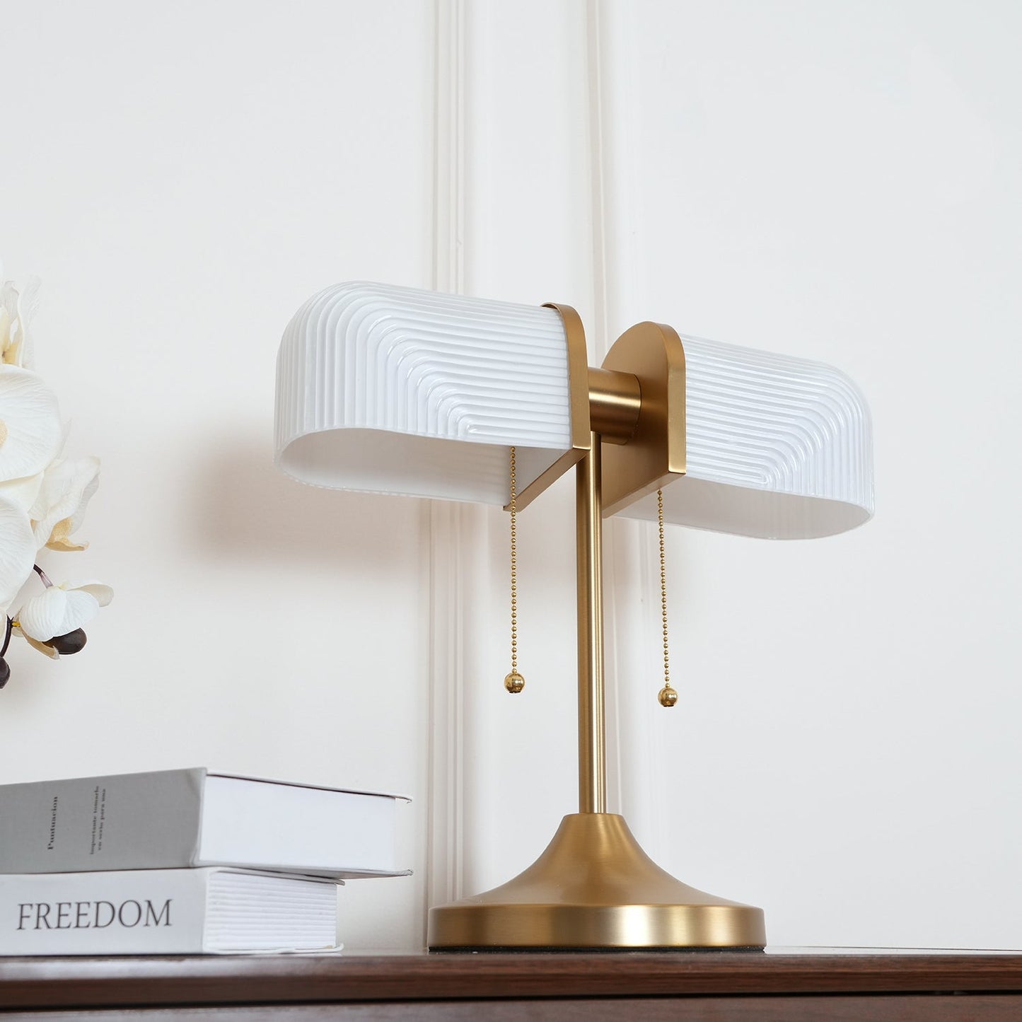 Ashby Table Lamp | Metal & Glass | Gold with Green Shade