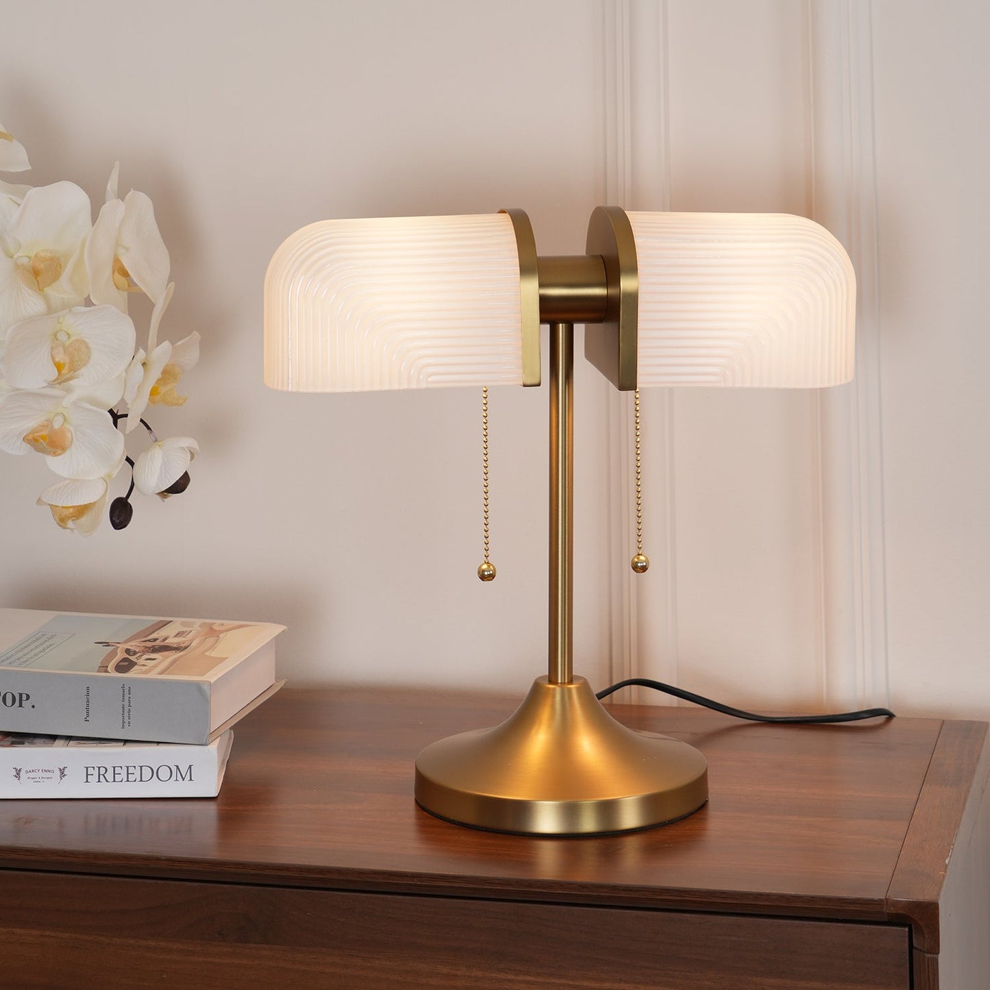 Ashby Table Lamp | Metal & Glass | Gold with Green Shade