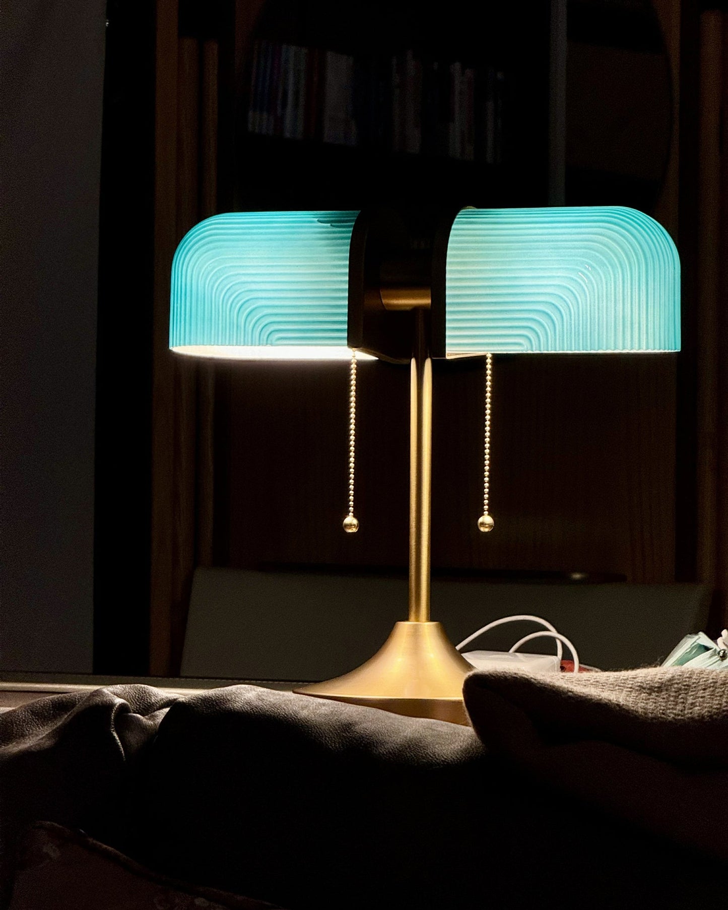 Ashby Table Lamp | Metal & Glass | Gold with Green Shade