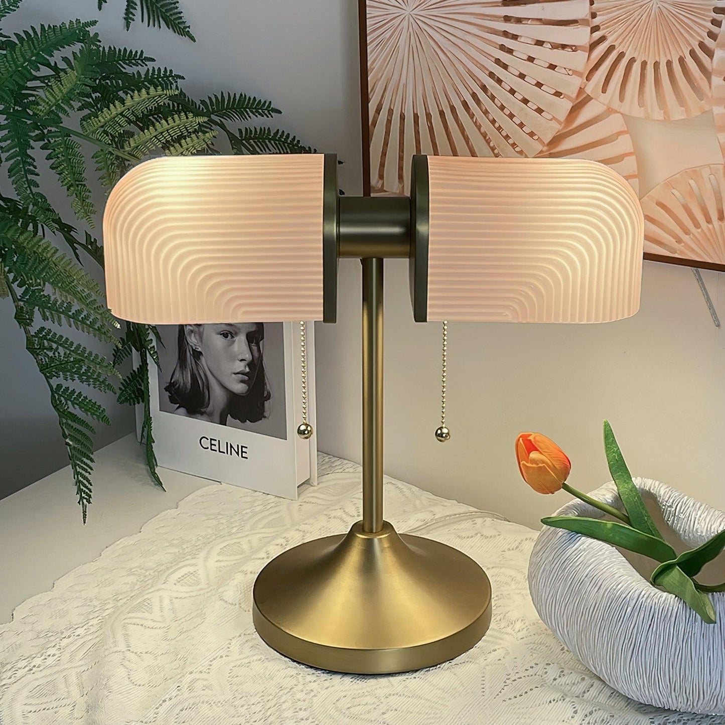 Ashby Table Lamp | Metal & Glass | Gold with Green Shade