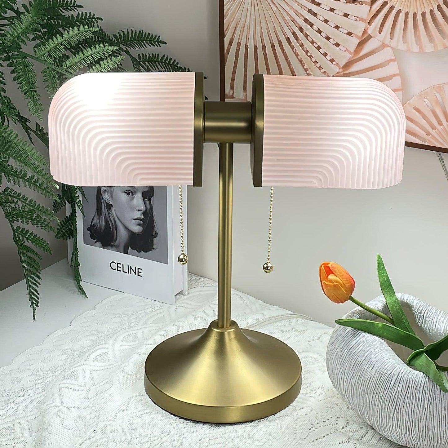 Ashby Table Lamp | Metal & Glass | Gold with Green Shade
