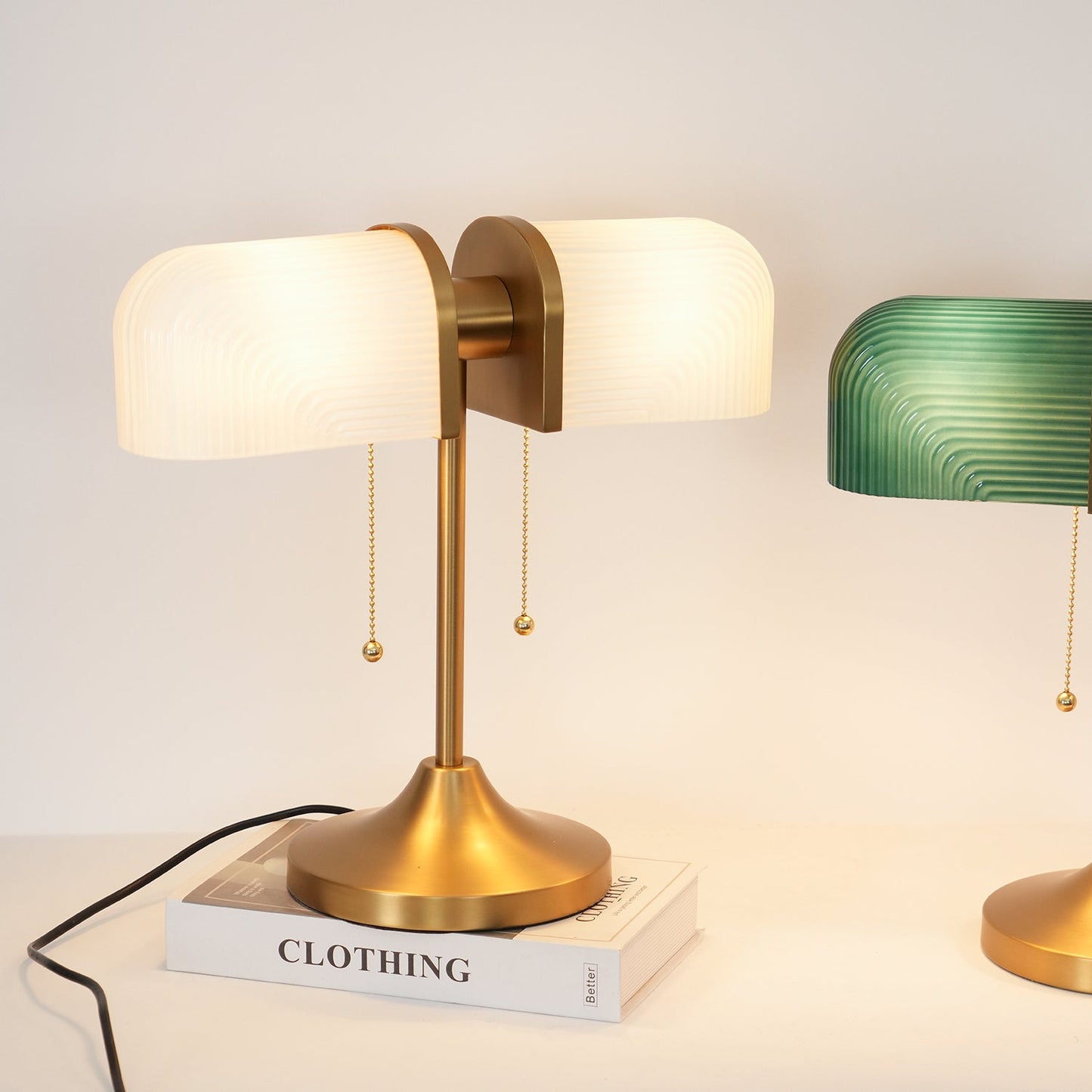 Ashby Table Lamp | Metal & Glass | Gold with Green Shade