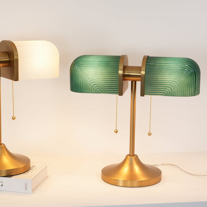 Ashby Table Lamp | Metal & Glass | Gold with Green Shade