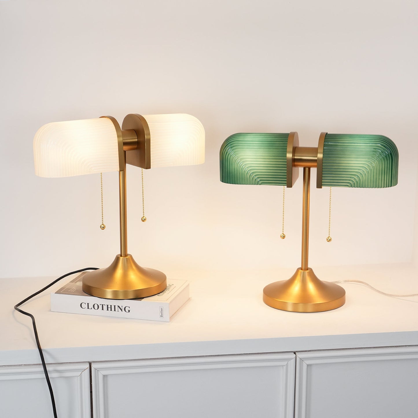 Ashby Table Lamp | Metal & Glass | Gold with Green Shade