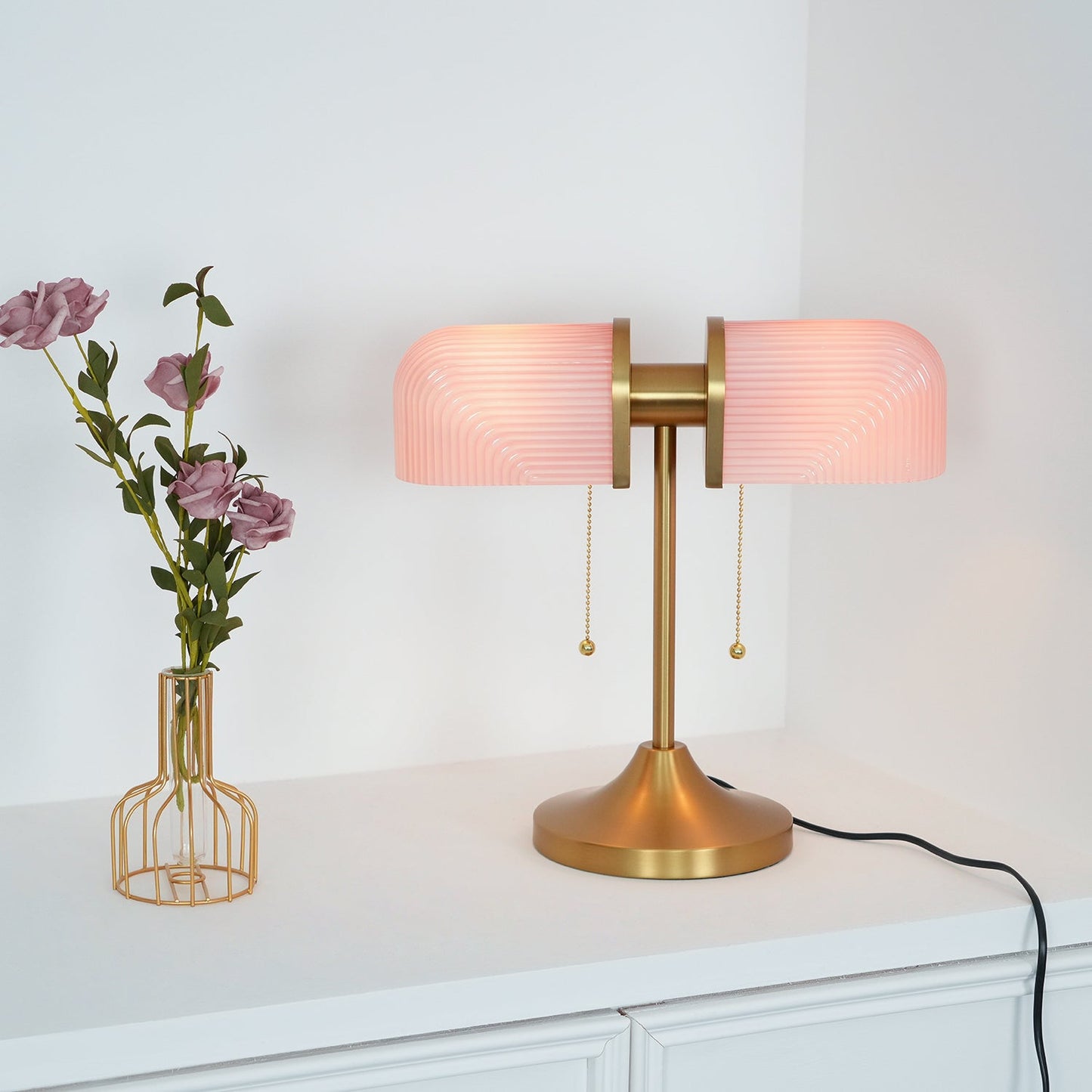 Ashby Table Lamp | Metal & Glass | Gold with Green Shade