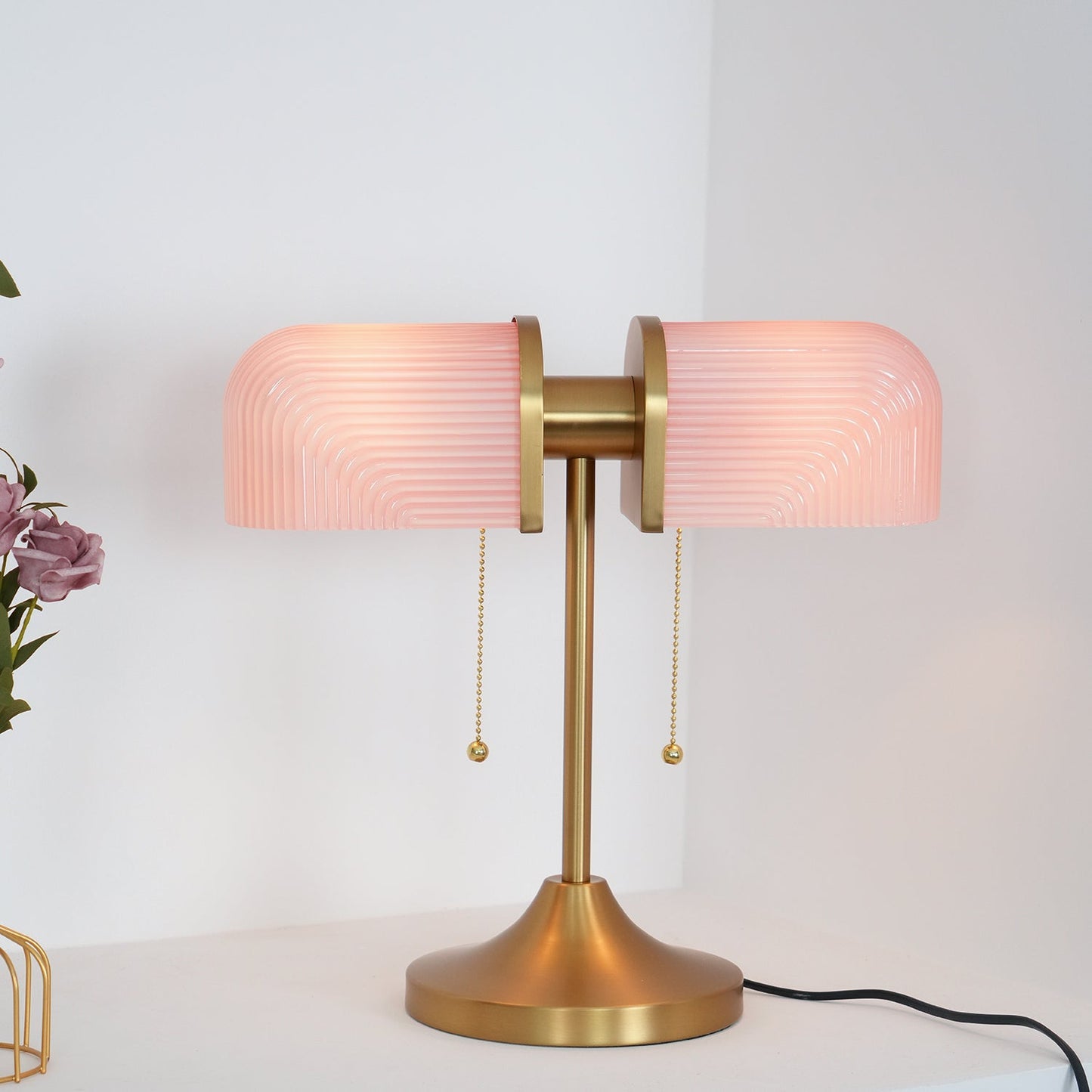 Ashby Table Lamp | Metal & Glass | Gold with Green Shade