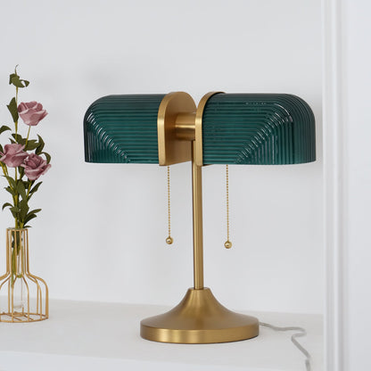 Ashby Table Lamp | Metal & Glass | Gold with Green Shade