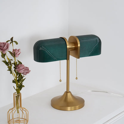 Ashby Table Lamp | Metal & Glass | Gold with Green Shade