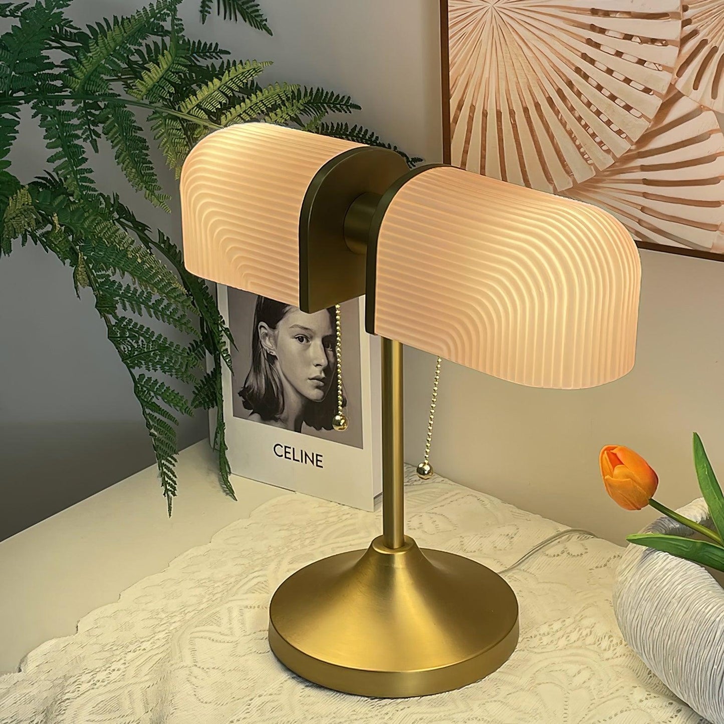 Ashby Table Lamp | Metal & Glass | Gold with Green Shade