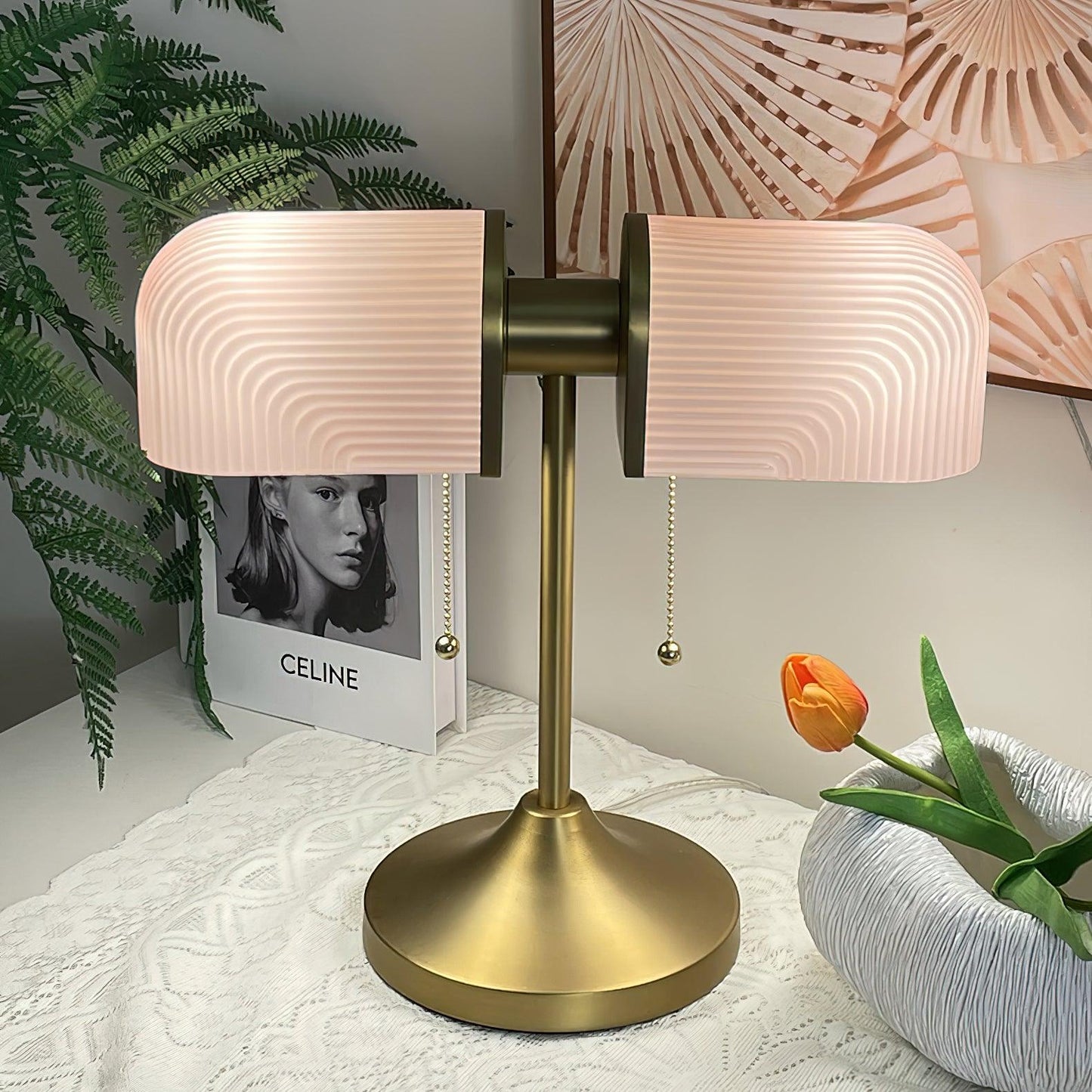 Ashby Table Lamp | Metal & Glass | Gold with Green Shade