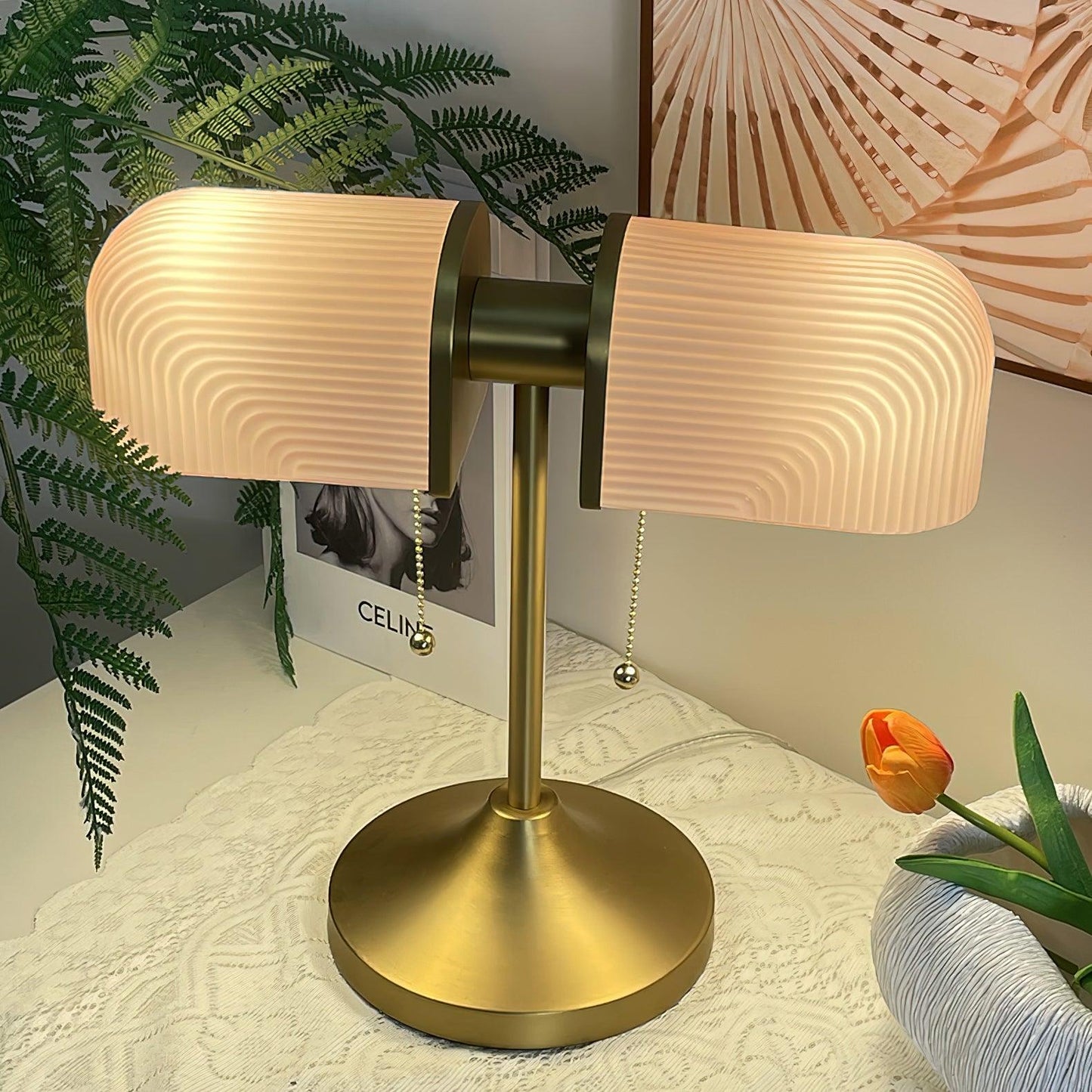 Ashby Table Lamp | Metal & Glass | Gold with Green Shade
