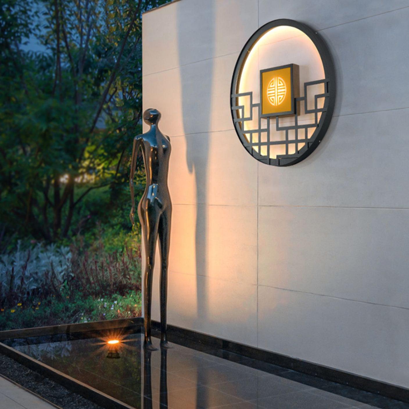 Round Outdoor Wall Light | Stainless Steel & Acrylic | Black Finish