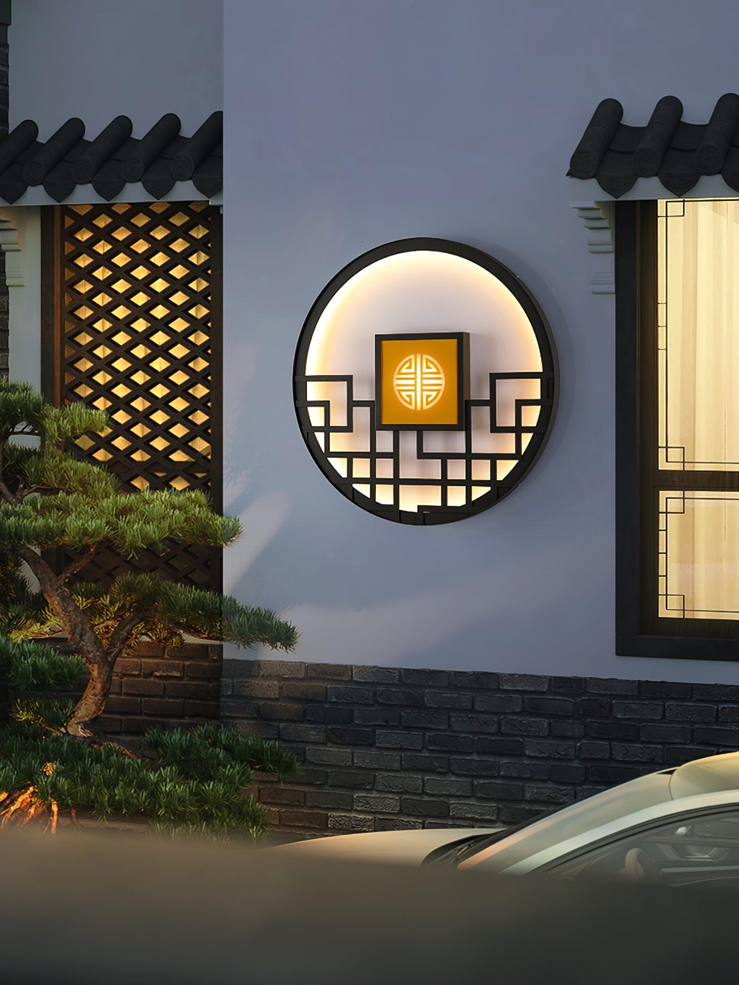 Round Outdoor Wall Light | Stainless Steel & Acrylic | Black Finish