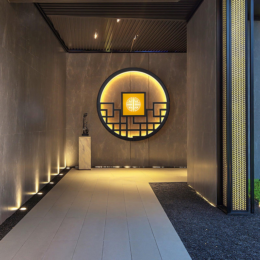 Round Outdoor Wall Light | Stainless Steel & Acrylic | Black Finish