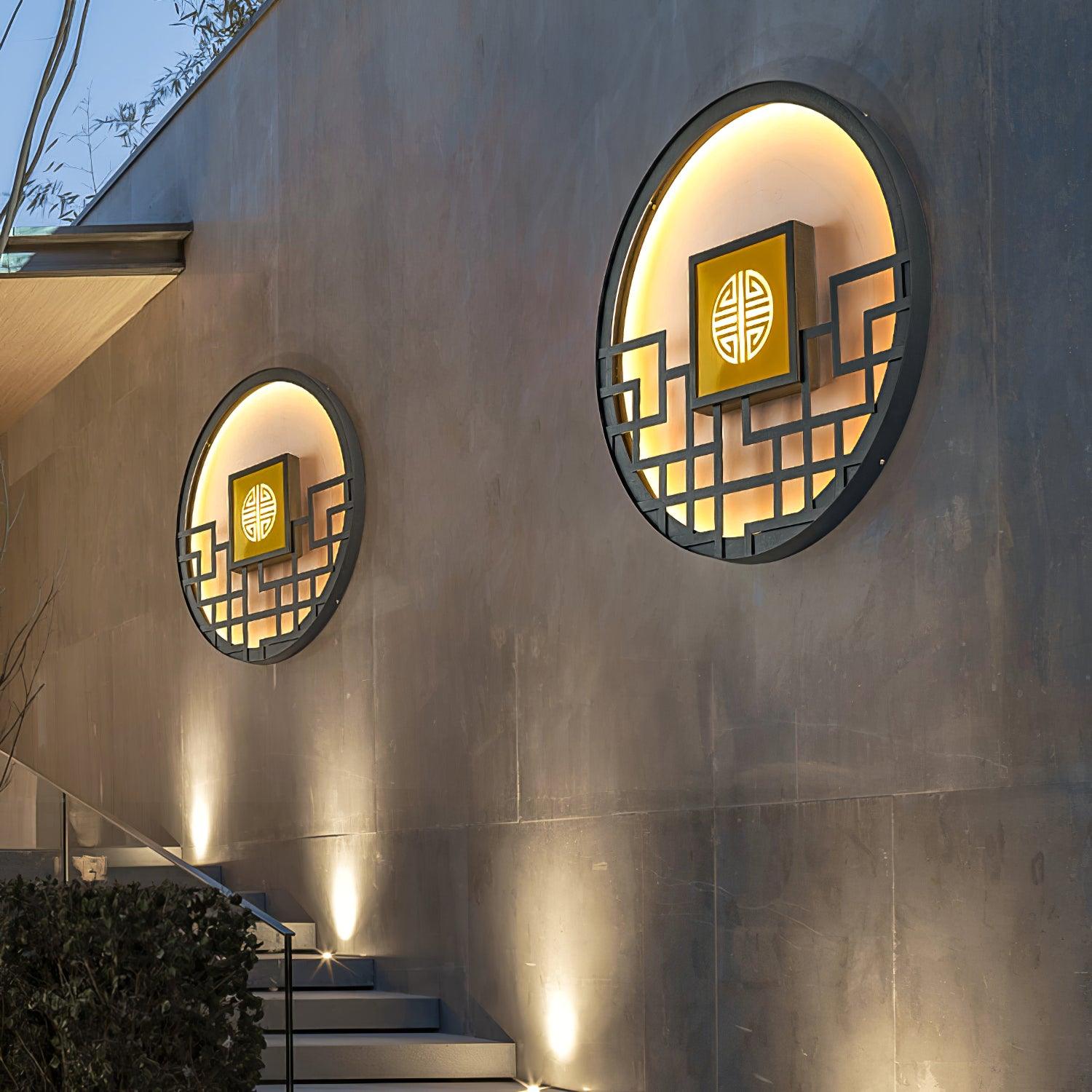 Round Outdoor Wall Light | Stainless Steel & Acrylic | Black Finish