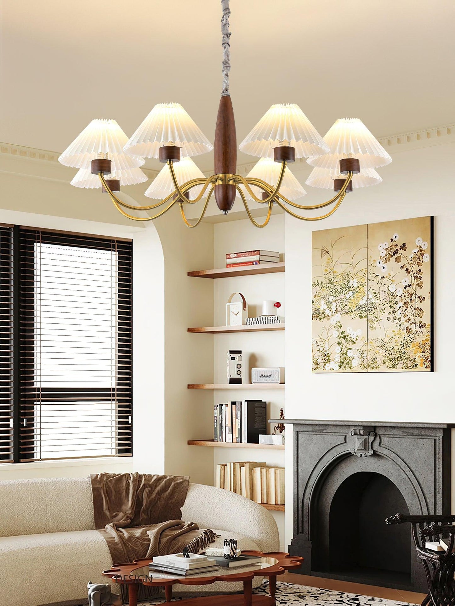 Asquith Chandelier | Metal & Fabric | Reddish Brown, 3-6-8-10 Lights