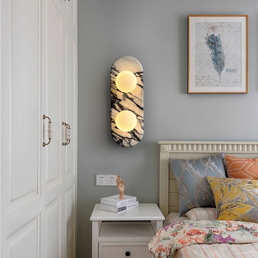 Asteria Wall Lamp | Marble & Glass | Black and White Stripes