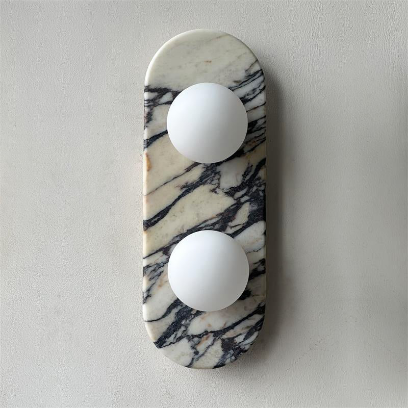 Asteria Wall Lamp | Marble & Glass | Black and White Stripes