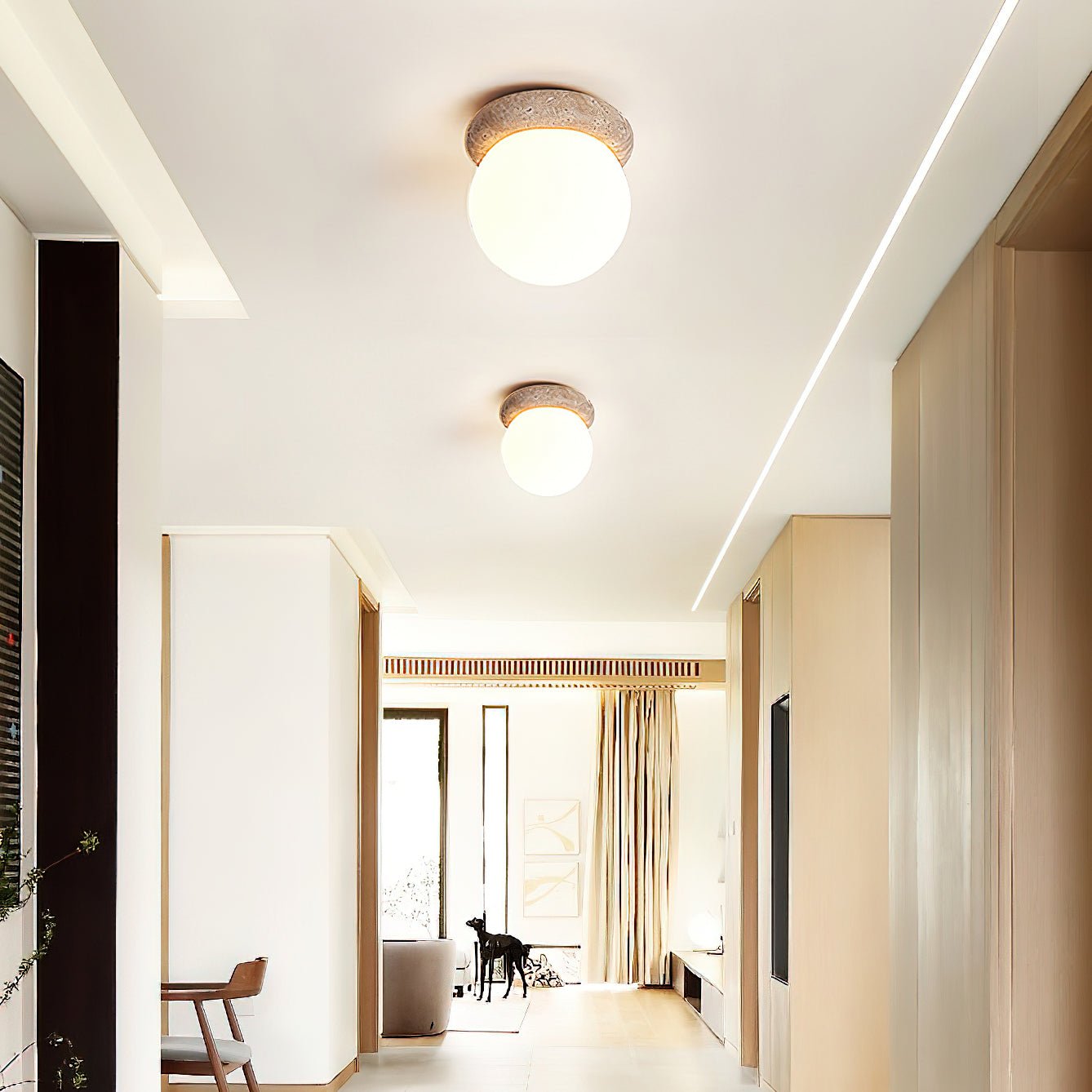 Asteroid Ceiling Lamp | Beige Travertine | Yellow Travertine