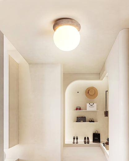 Asteroid Ceiling Lamp | Beige Travertine | Yellow Travertine