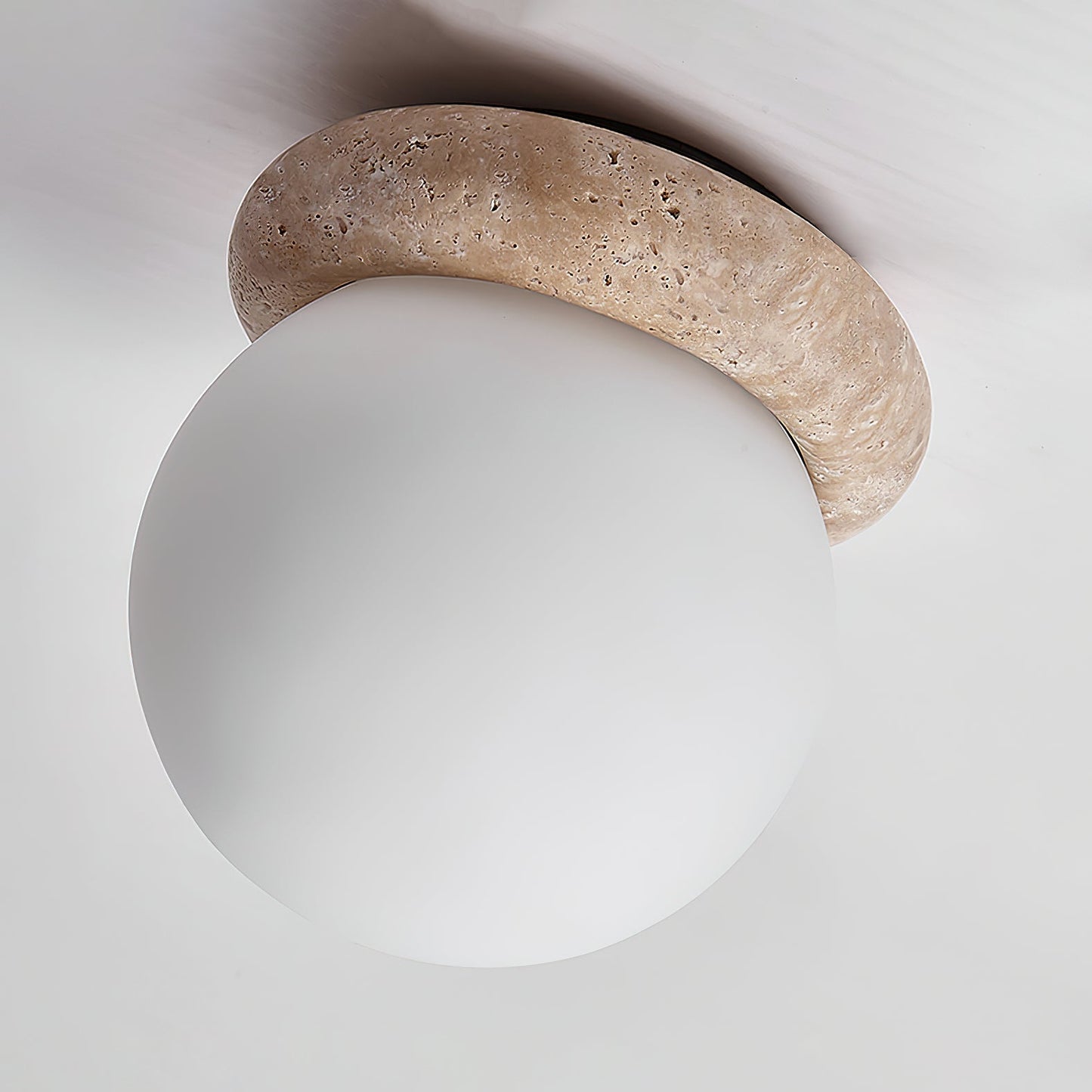 Asteroid Ceiling Lamp | Beige Travertine | Yellow Travertine