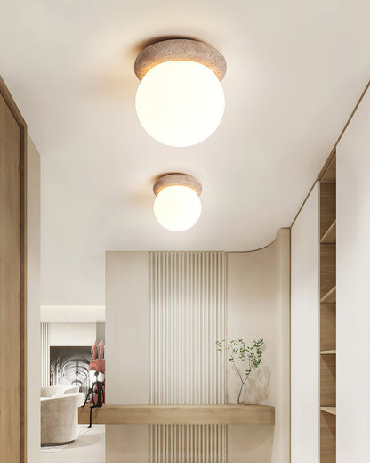 Asteroid Ceiling Lamp | Beige Travertine | Yellow Travertine