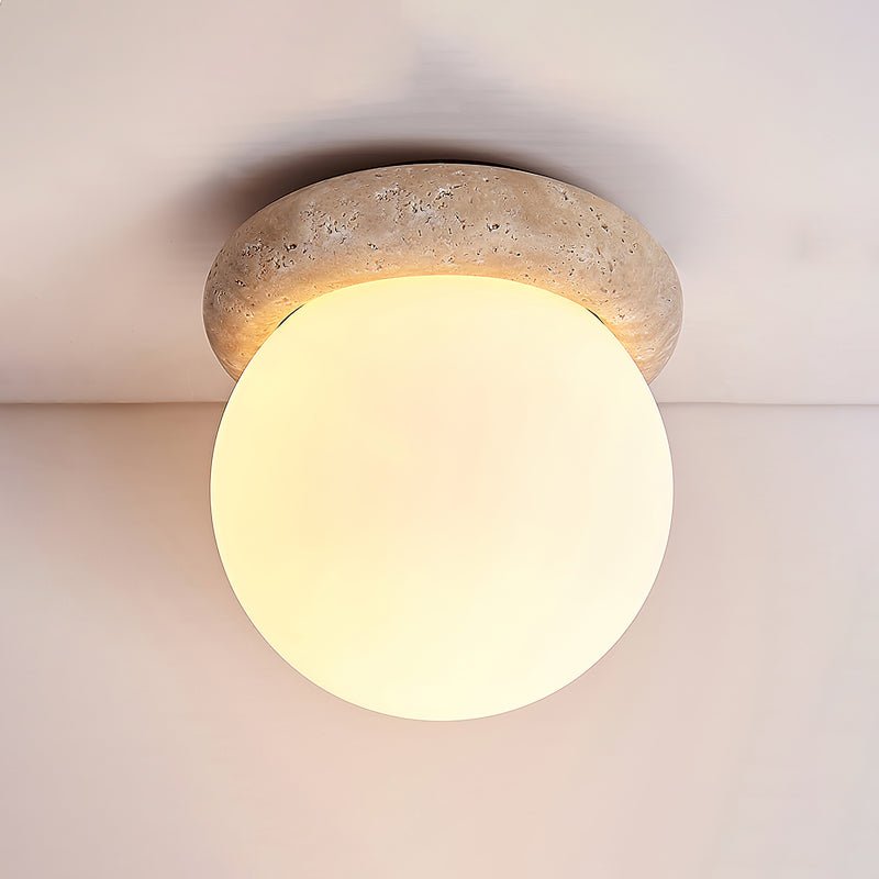 Asteroid Ceiling Lamp | Beige Travertine | Yellow Travertine