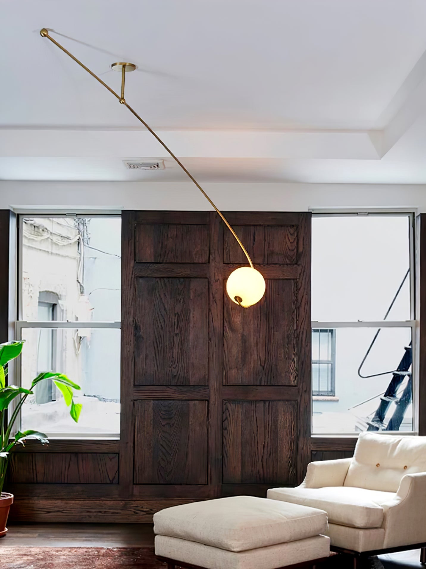 Astral Curve Ceiling Lamp | Metal & Glass | Gold or Black