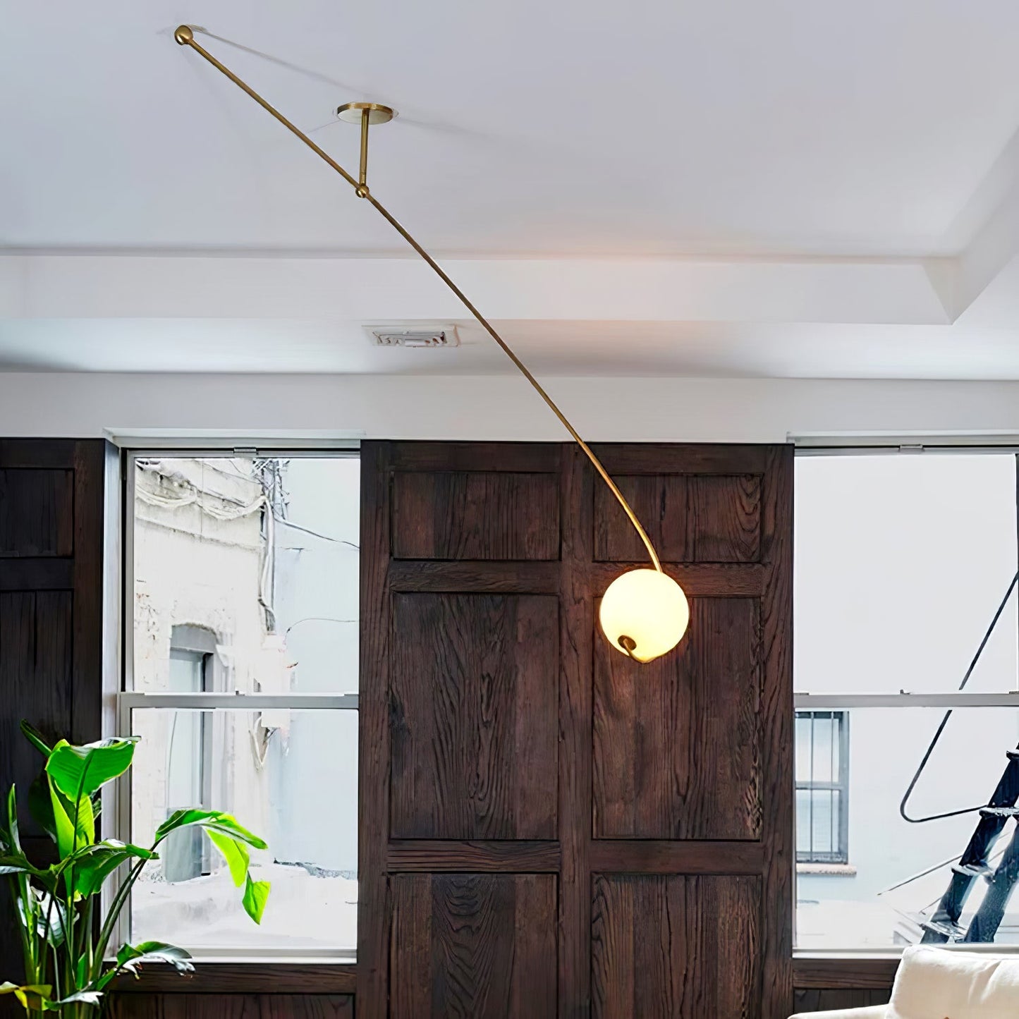 Astral Curve Ceiling Lamp | Metal & Glass | Gold or Black