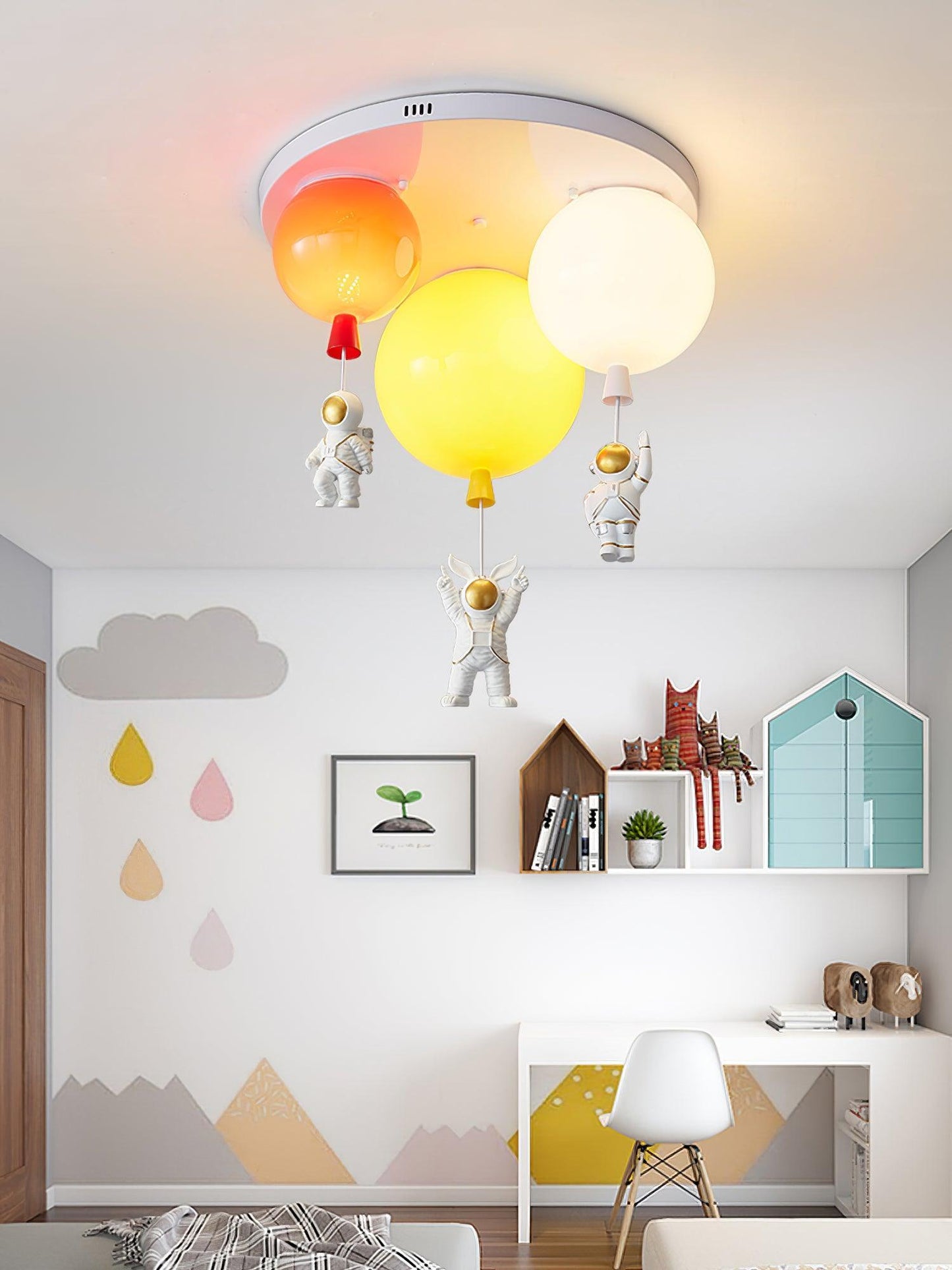Astronaut Ceiling Lamp | Metal, Acrylic, PPC | Orange, Yellow, Red, Green, White, Blue, Pink