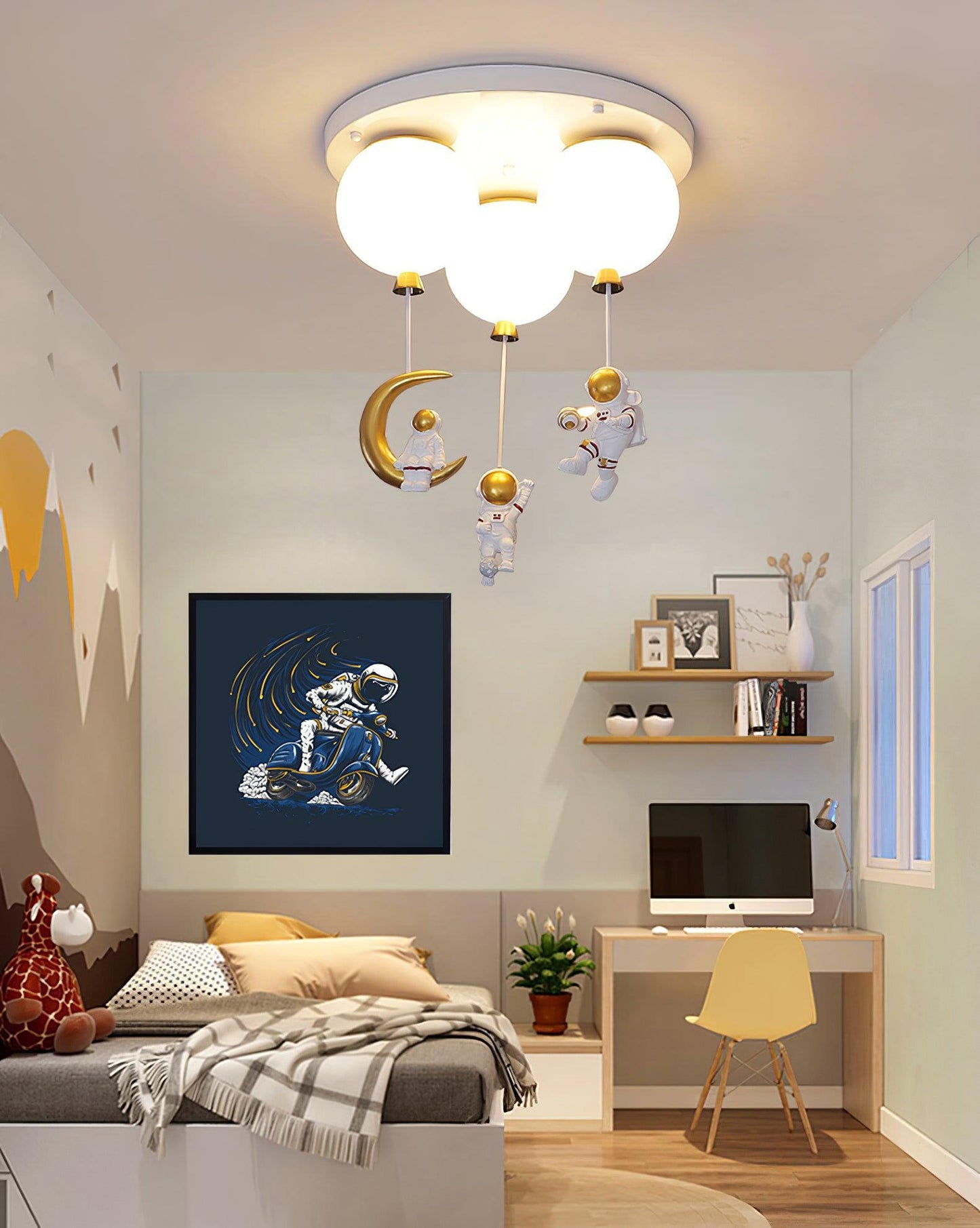 Astronaut Ceiling Lamp | Metal, Acrylic, PPC | Orange, Yellow, Red, Green, White, Blue, Pink