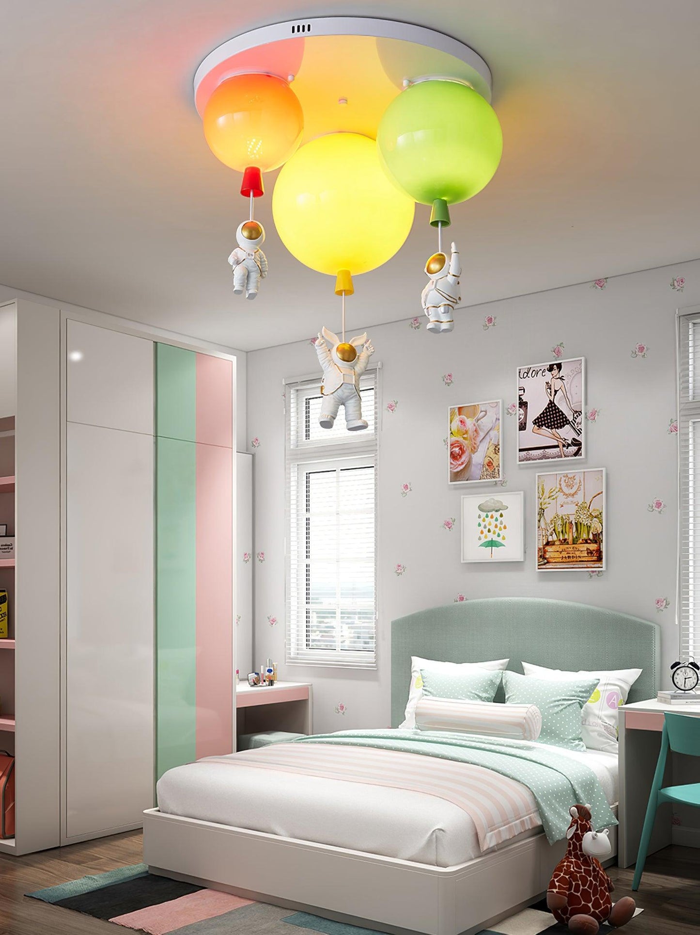 Astronaut Ceiling Lamp | Metal, Acrylic, PPC | Orange, Yellow, Red, Green, White, Blue, Pink