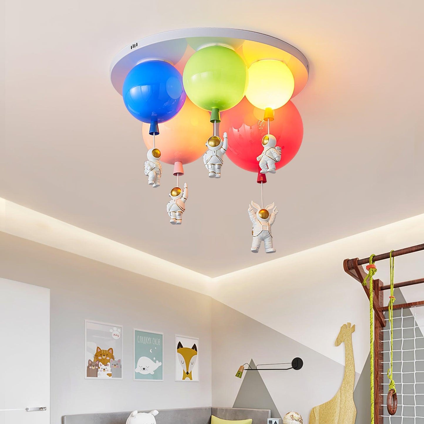 Astronaut Ceiling Lamp | Metal, Acrylic, PPC | Orange, Yellow, Red, Green, White, Blue, Pink